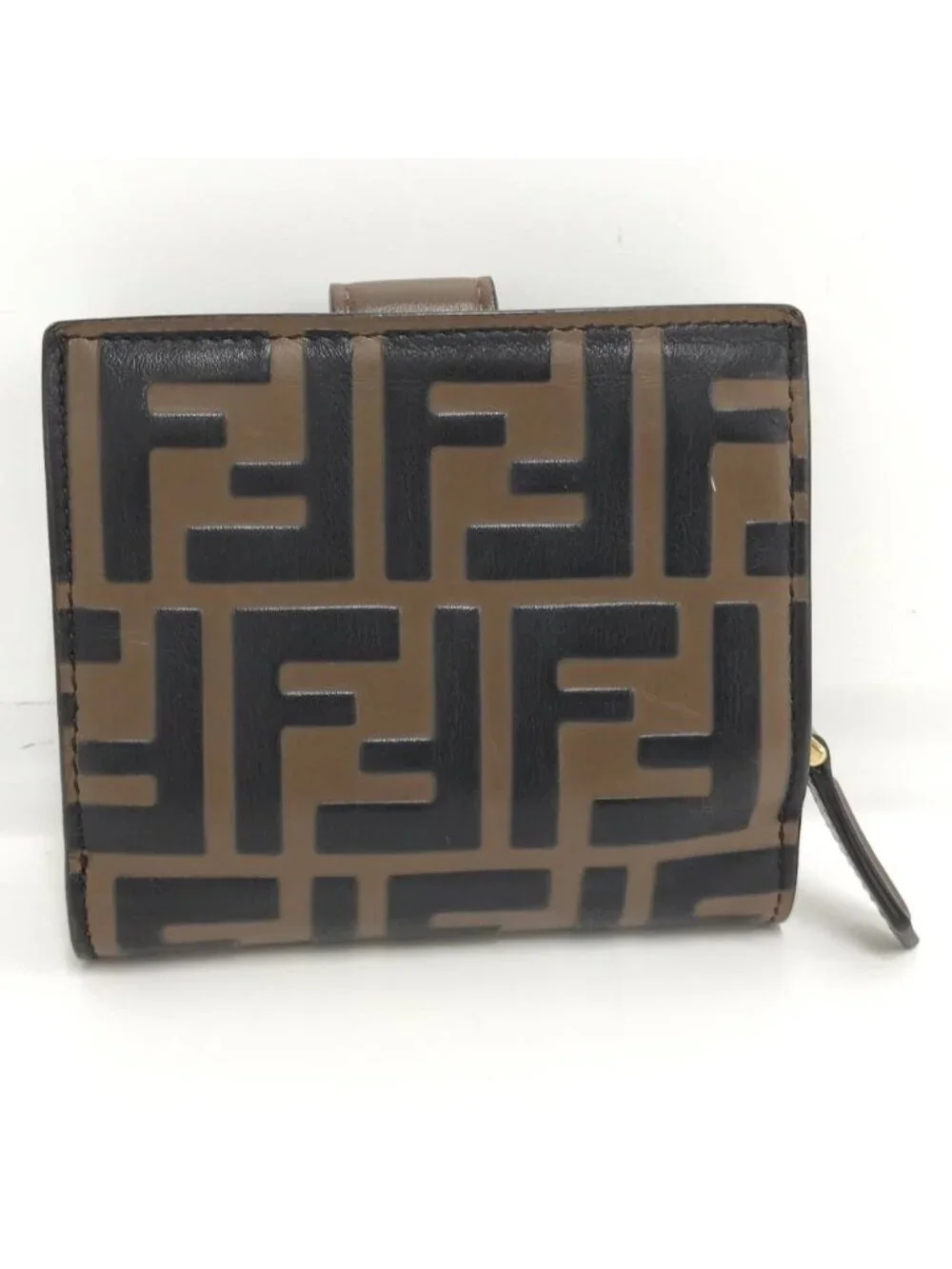 Fendi Compact Wallet F's Leather Khaki
